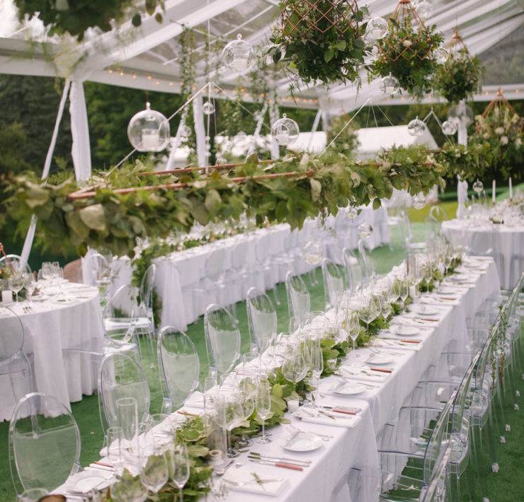 hanging greenery hanging at the al fresco reception