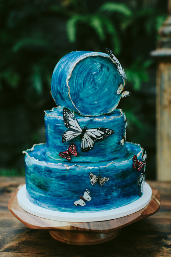 Styled Social Maui: Butterfly Garden Wedding Inspiration in Ocean Blues