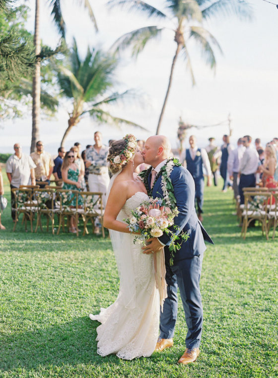 Maui Wedding Filled with Tropical Florals & Fresh Coconuts