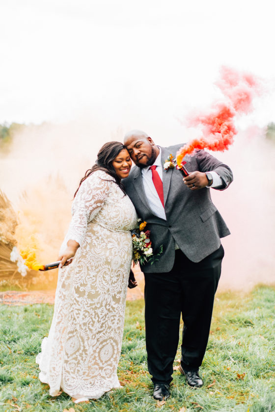 Smoke Bomb + Dried Flower Wedding Inspiration in North Carolina