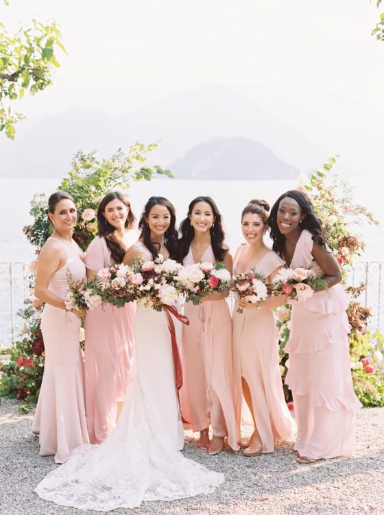 Lake Como Villa Wedding with Garnet and Blush Hues