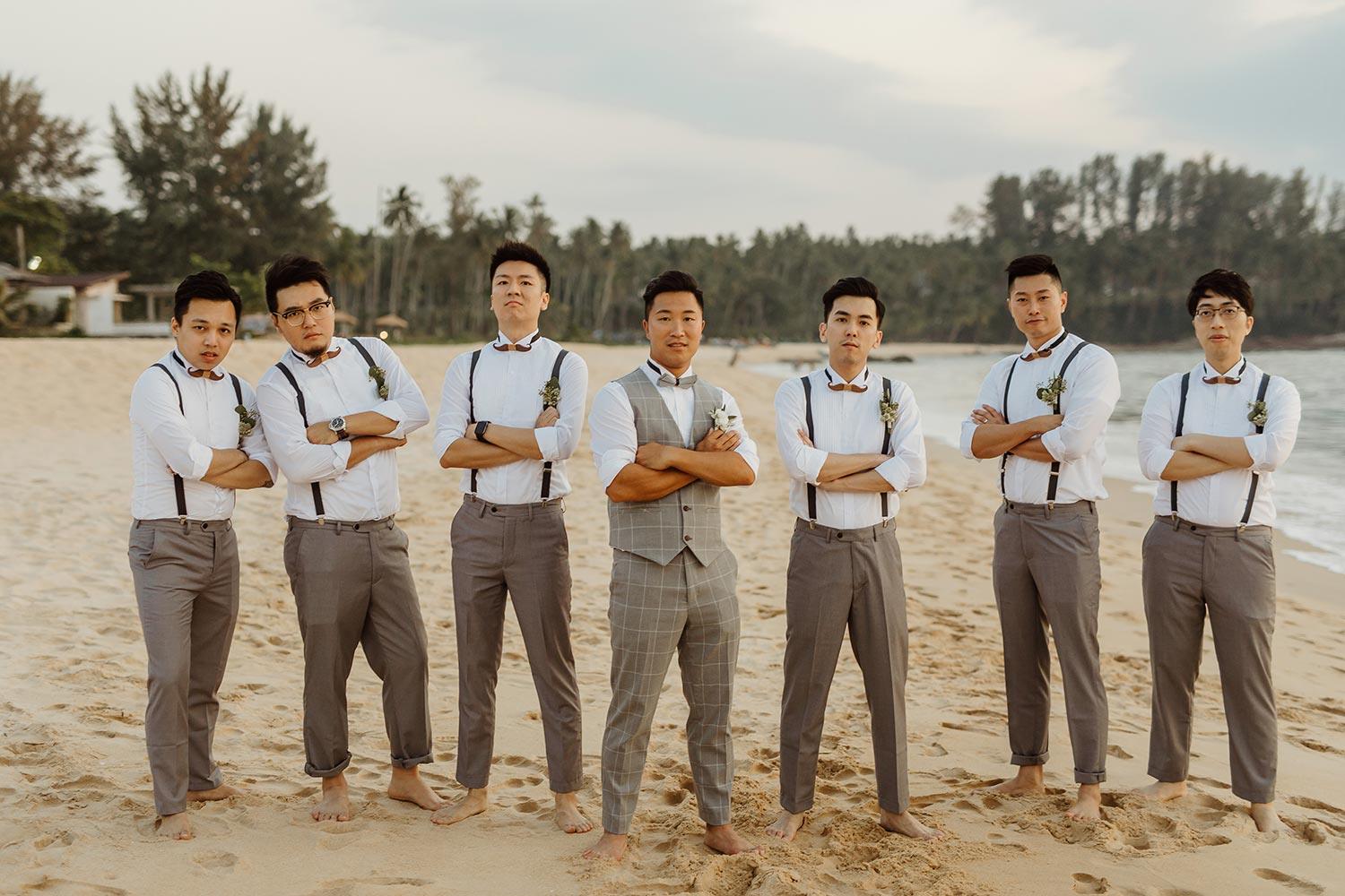 khaki pants beach wedding