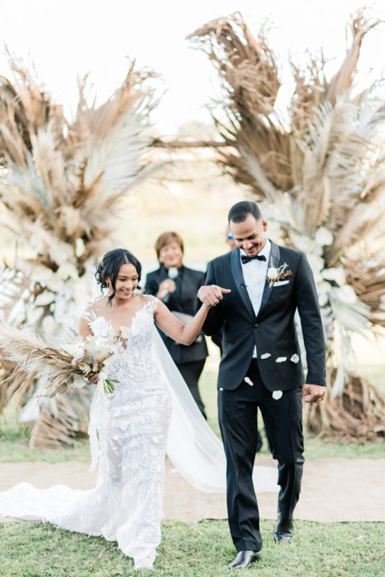 Black Tie South African Wedding with Dried Flowers + Mod Neutrals