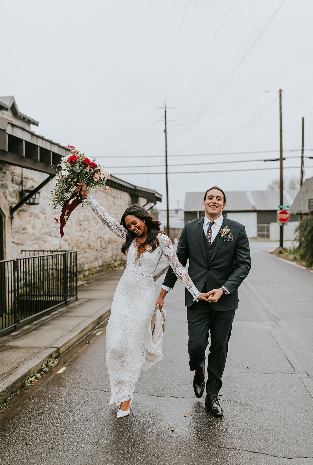 Boho Atlanta Wedding in Pops of Crimson Red and Teal Ruffled