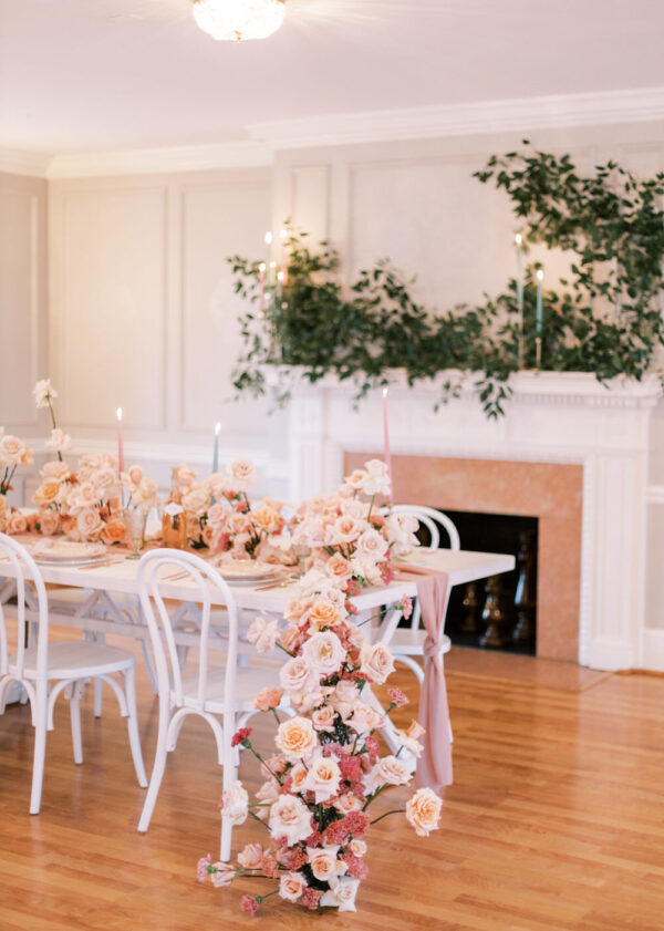 Dusty Rose Wedding Inspiration With A Lush Floral Table Garland ⋆ Ruffled