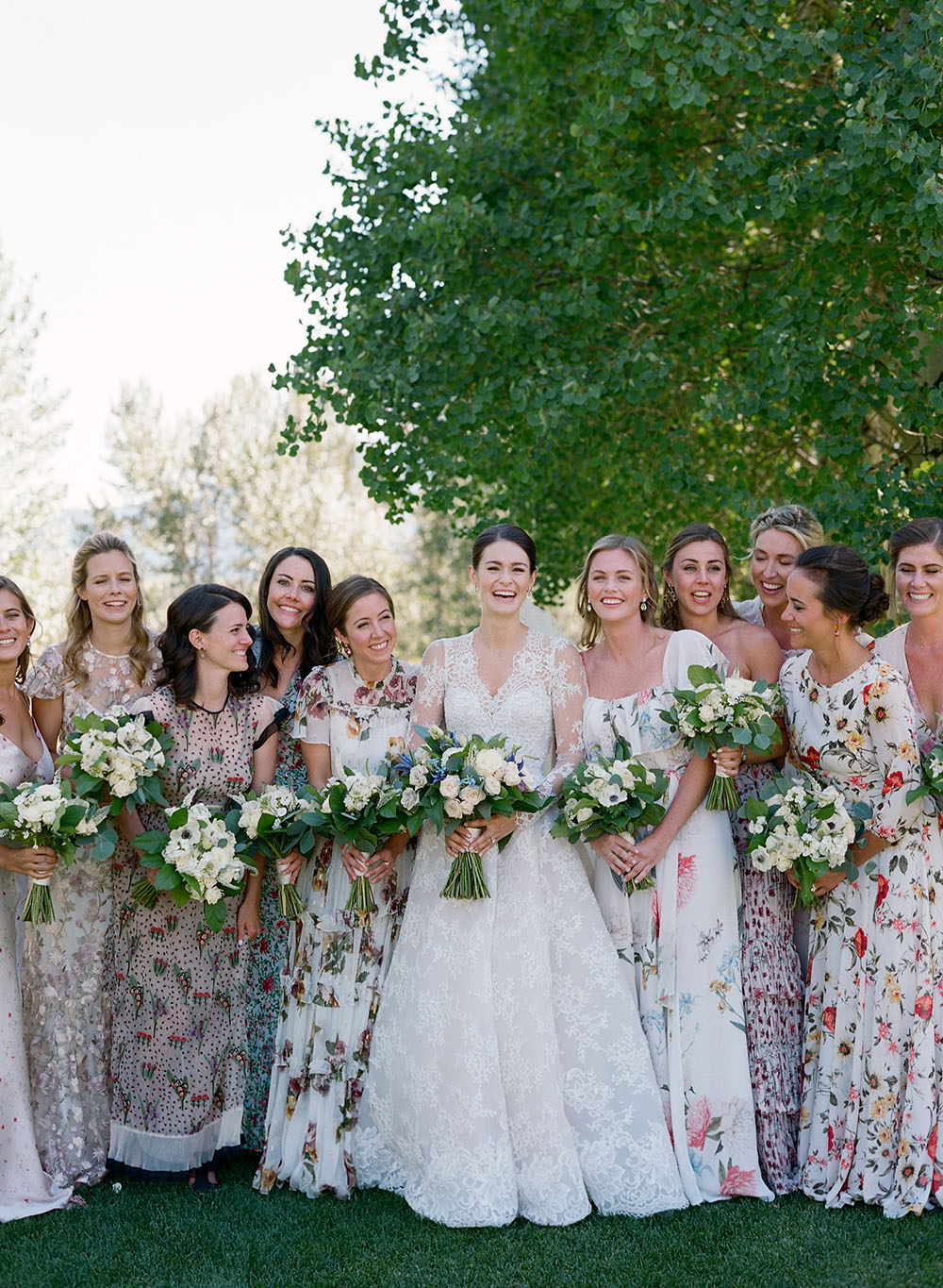 Mismatched Floral Bridesmaid Dresses