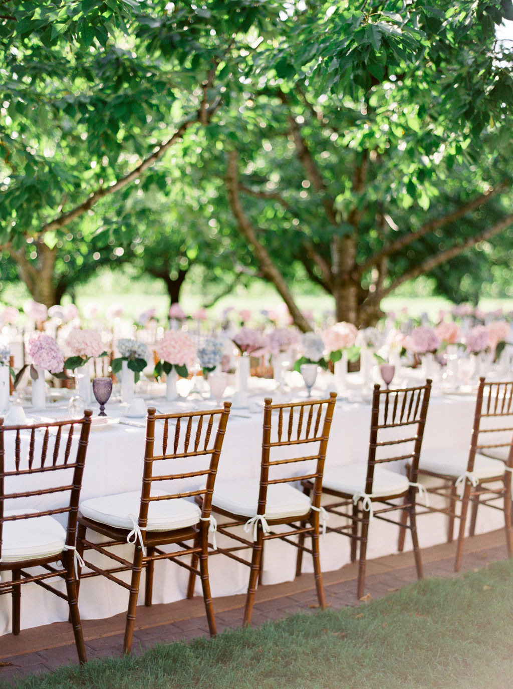 Idyllic Orchard Wedding Hydrangeas
