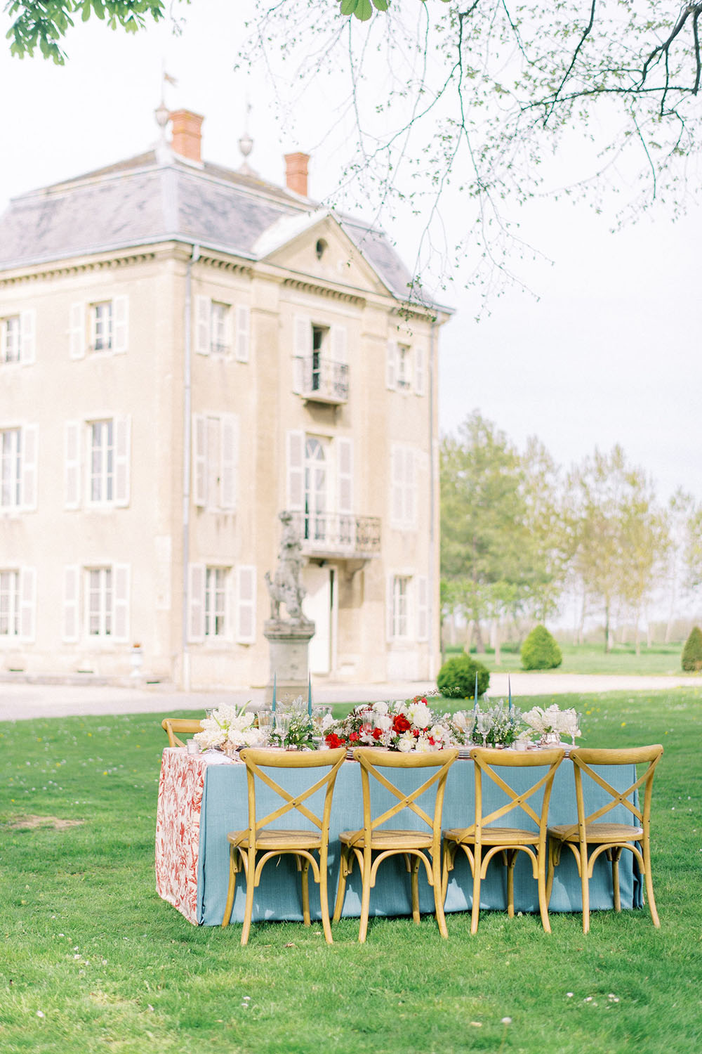Loire Valley Chateau Wedding Red Wedding Dress