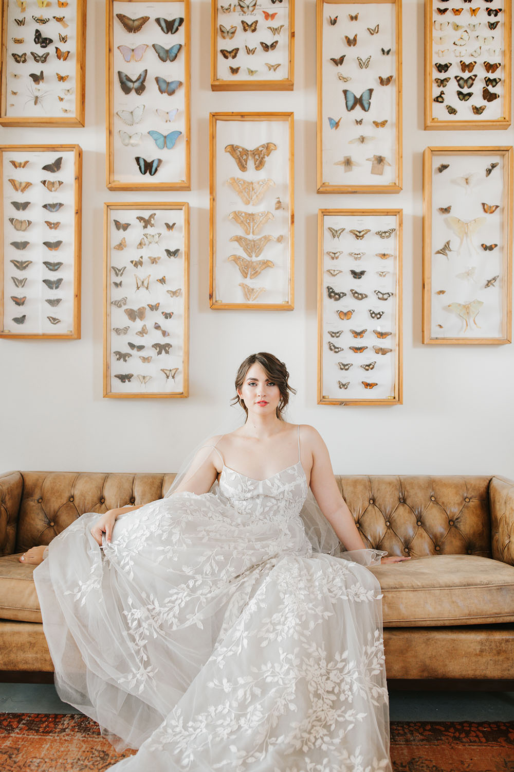 Moody Jewel Tone Wedding Butterfly Wall