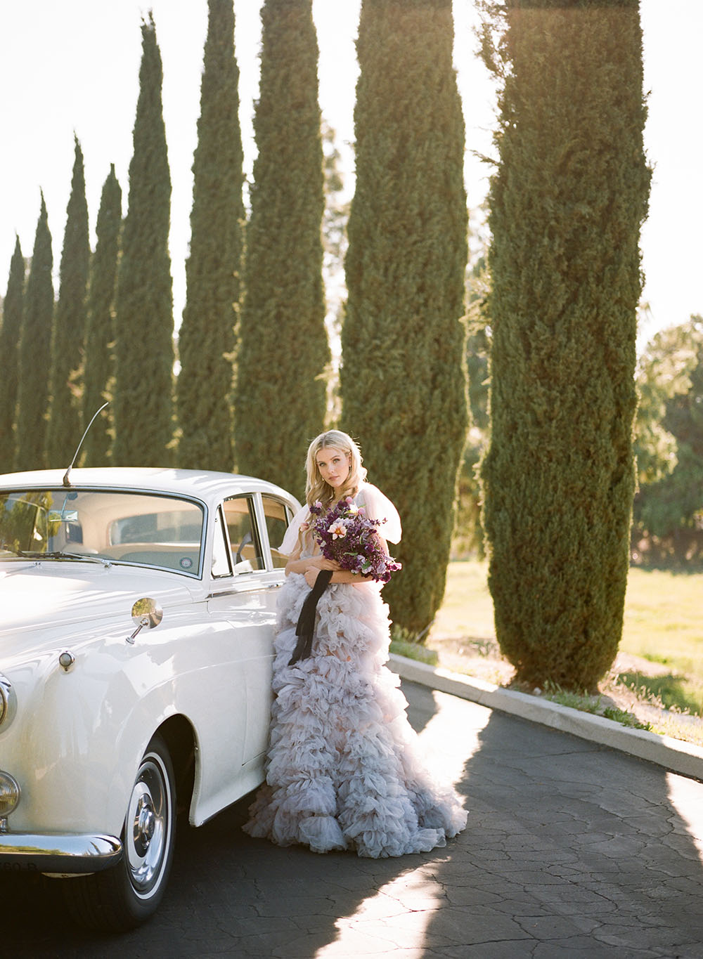 Butterfly Wedding Inspiration Ruffled Lavender Wedding Dress