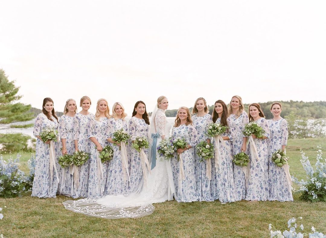 patterned bridesmaid dresses
