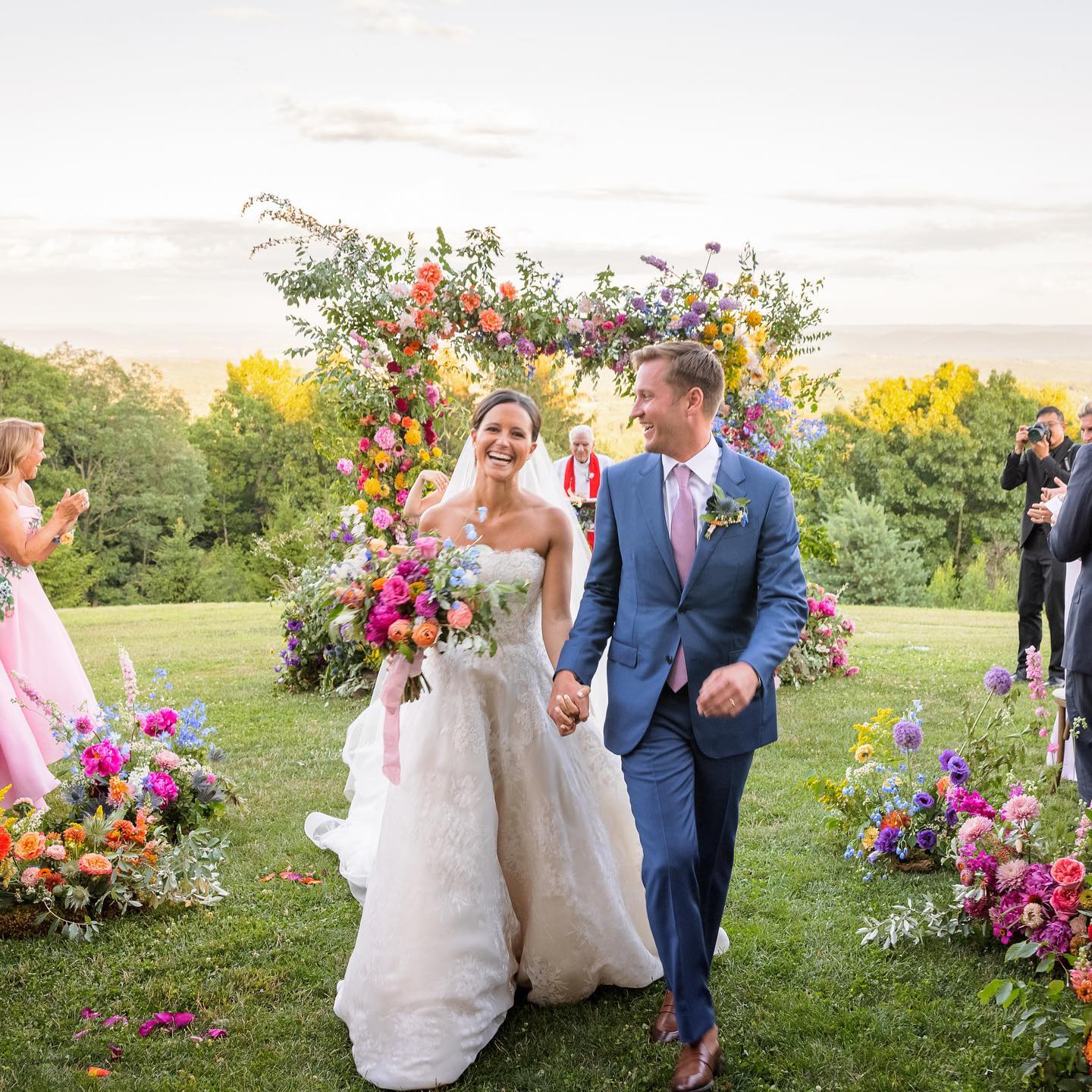 Colorful Floral Arch Summer Wedding