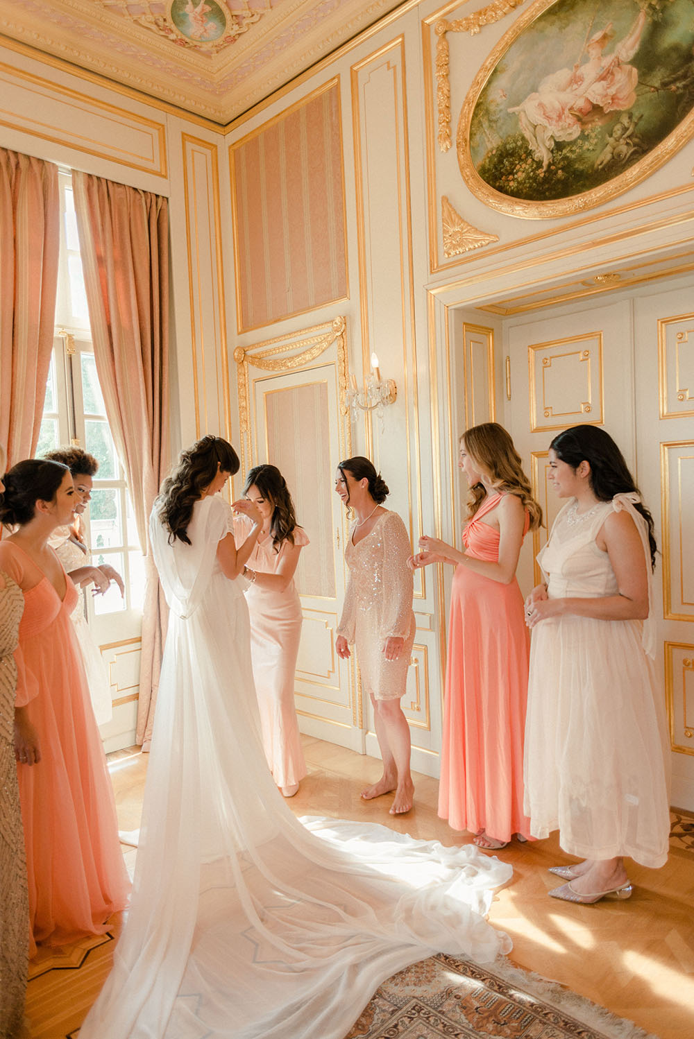 Coral Blush Wedding Chateau Saint Georges