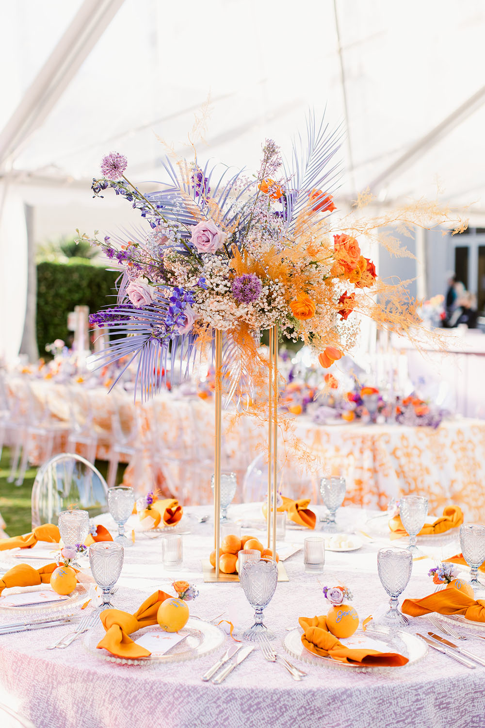 Orange Purple Wedding Ostrich Feather Dress