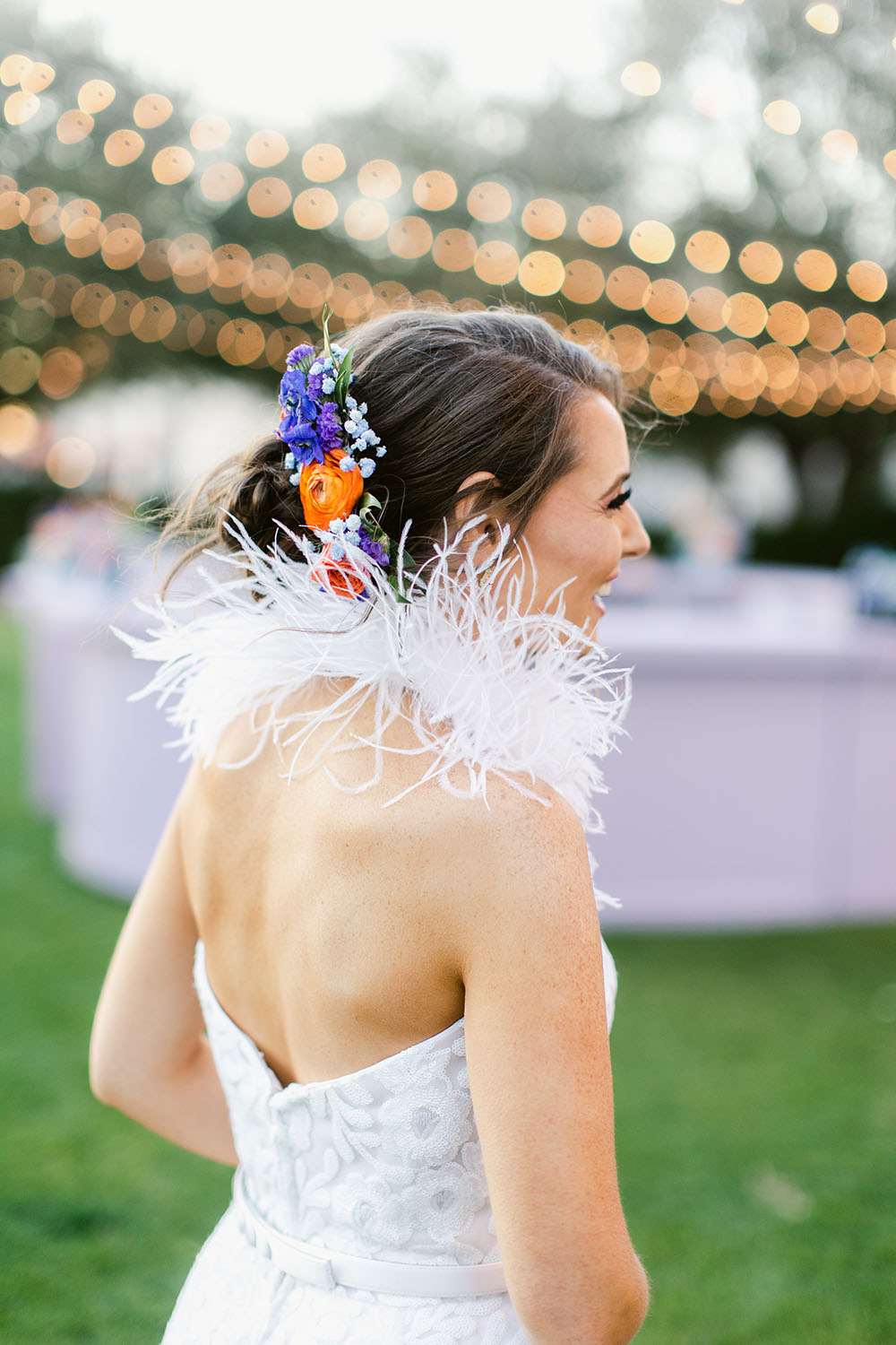Orange Purple Wedding Ostrich Feather Dress