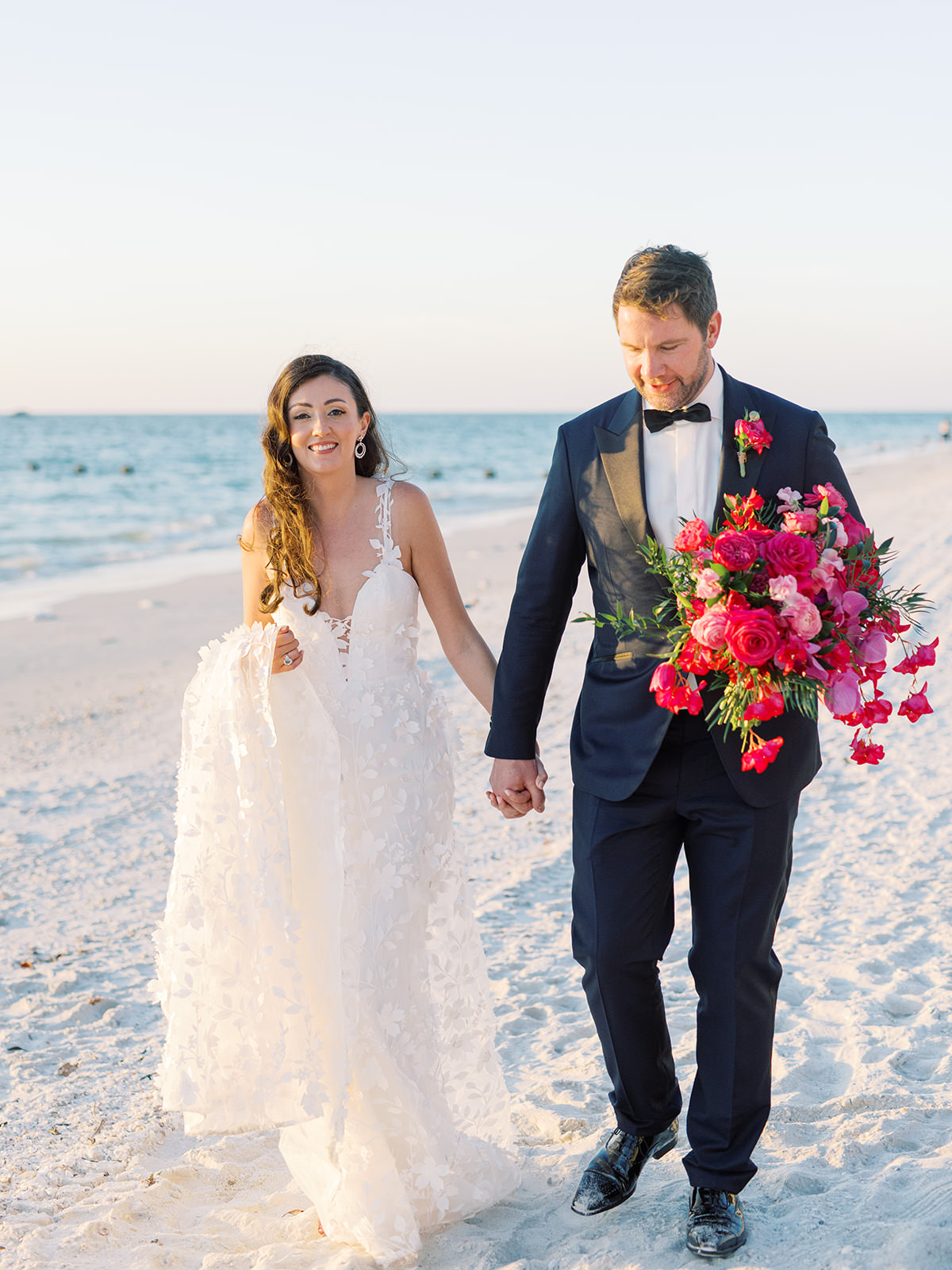 pink wedding by the beach