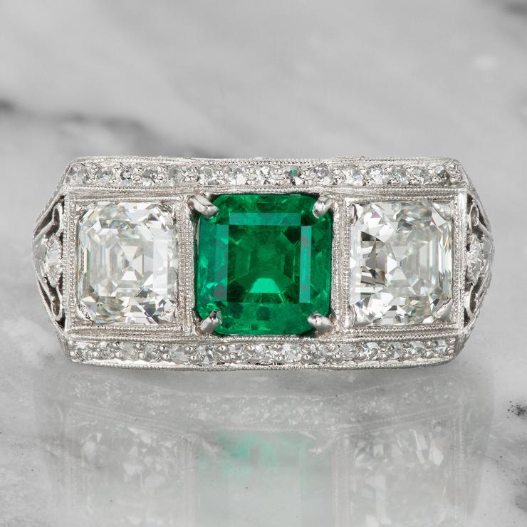 antique emerald cut rings