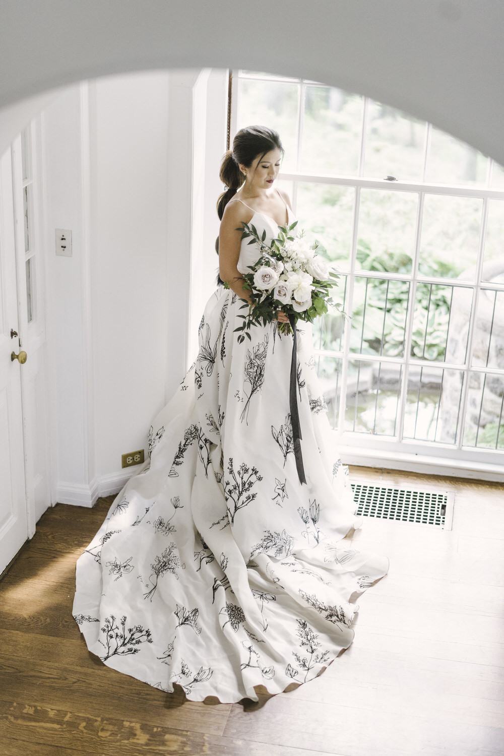 black and white wedding dress