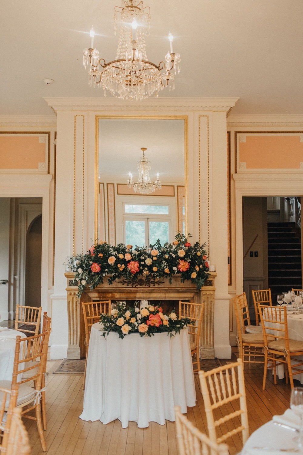 sweetheart table with floral blooms galore