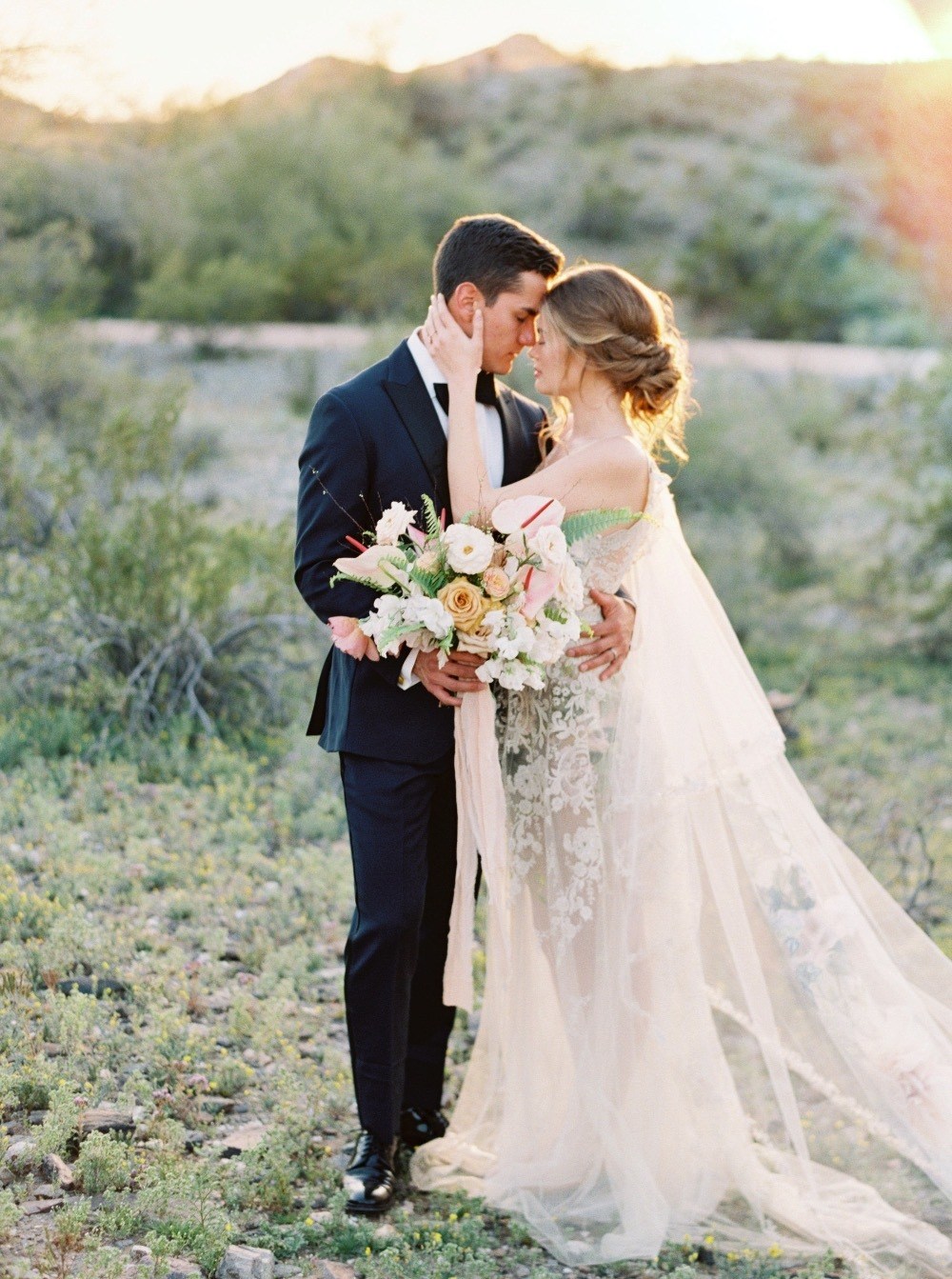 Desert Rose Wedding Inspiration with Blooming Details Ruffled