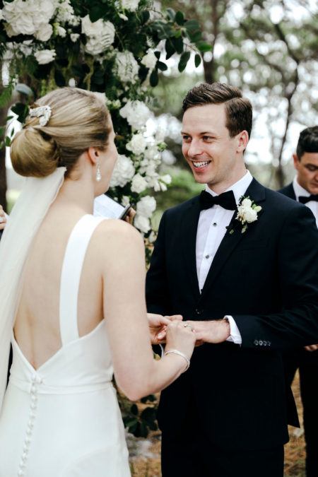 An Elegant Wedding with a Lush Cascading Bouquet in the Woods of ...