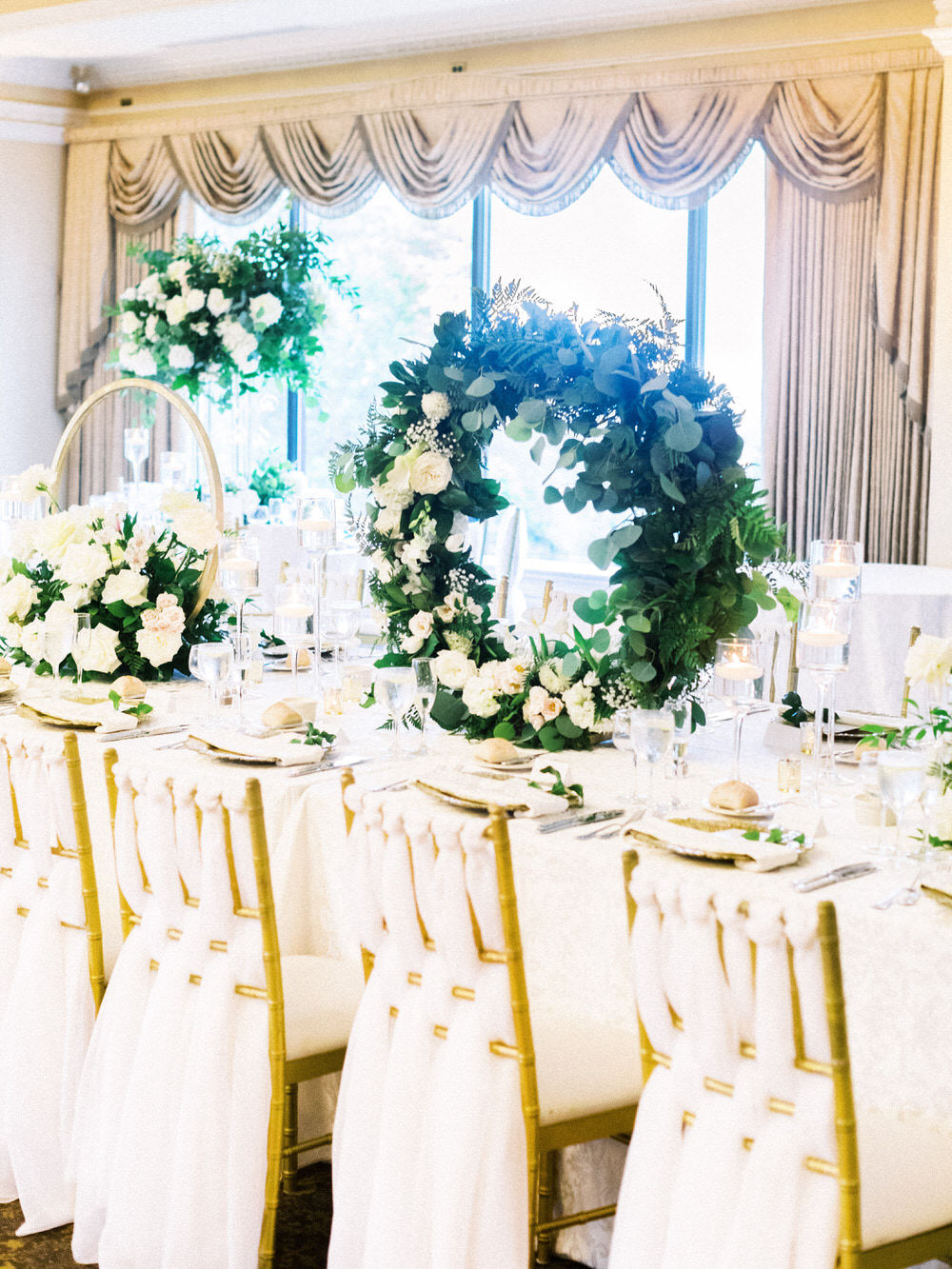 circular centerpieces at the reception