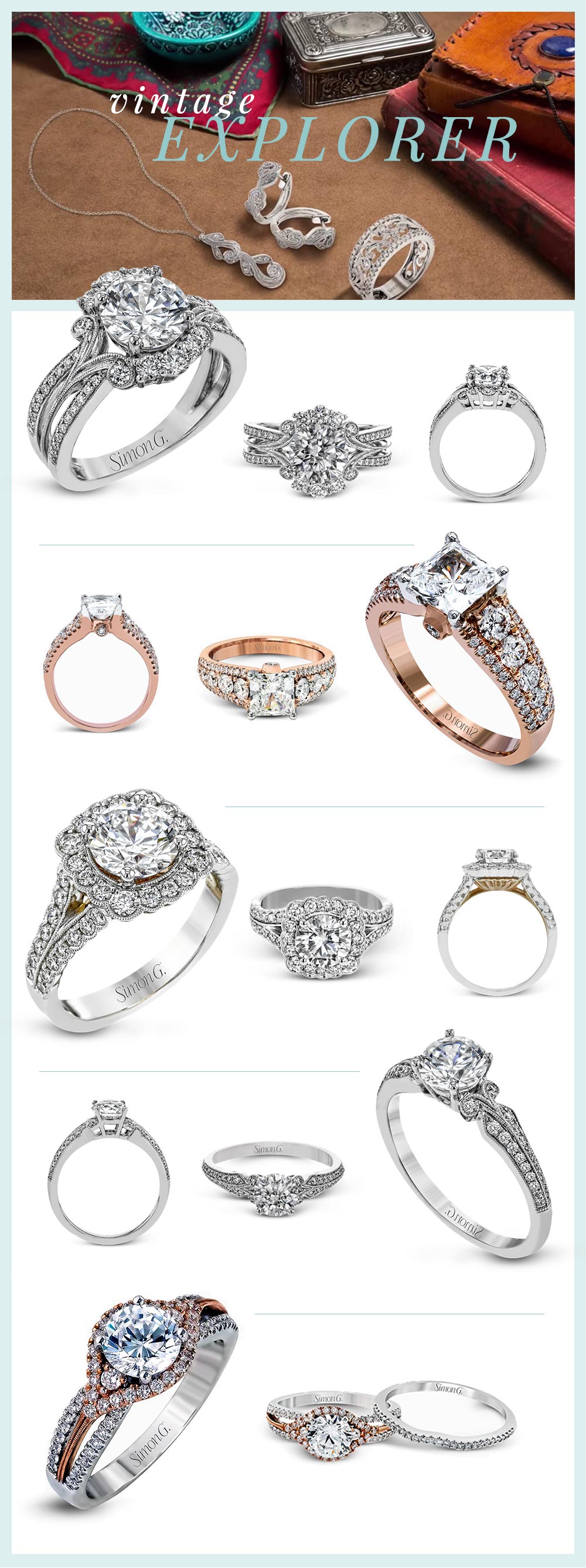 Simon g rose on sale gold engagement rings