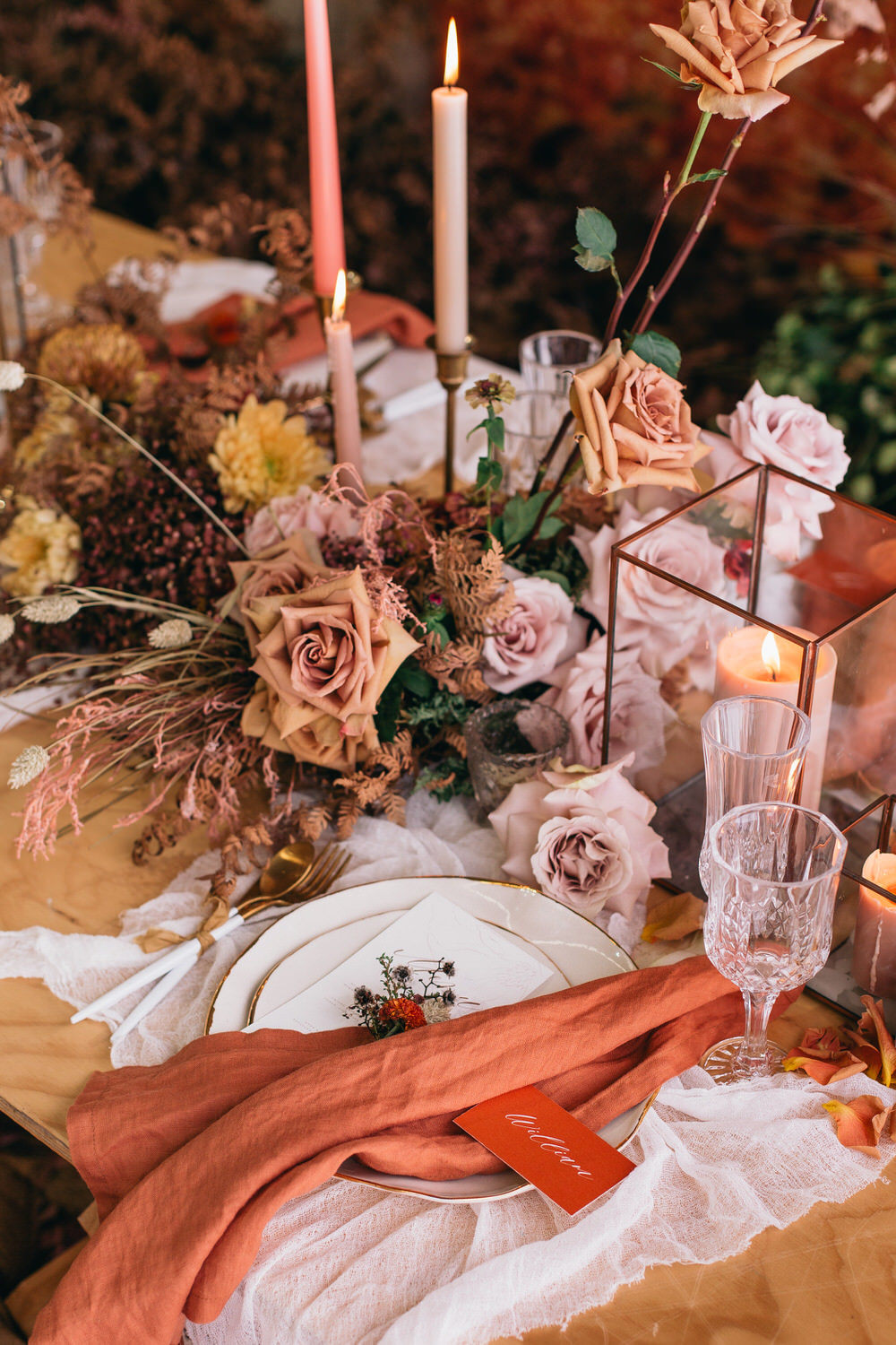 wild and textured floral centerpiece