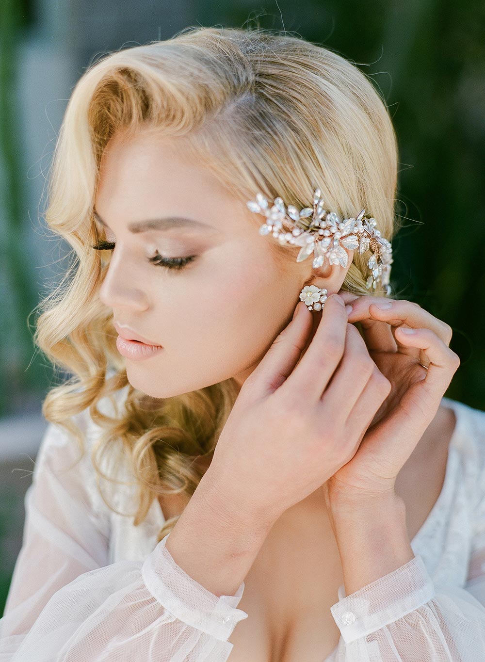 asymmetrical floral bridal headpiece