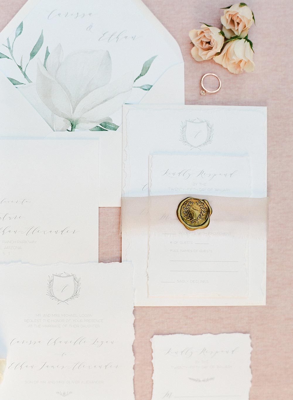 english garden blooms wedding stationery