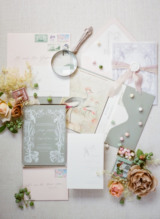 Blush and Berry Wedding Story Inspired by Vintage Botanical Paintings