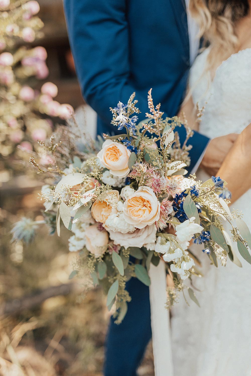 peony and wildflower bridal bouquet