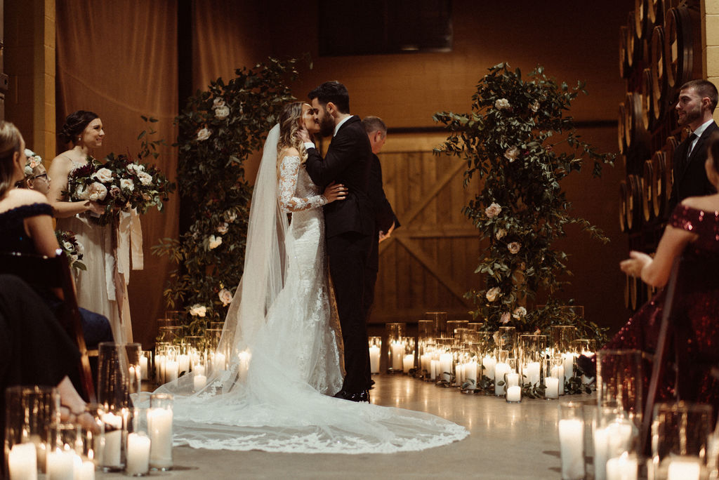 romantic candle-filled wedding ceremony