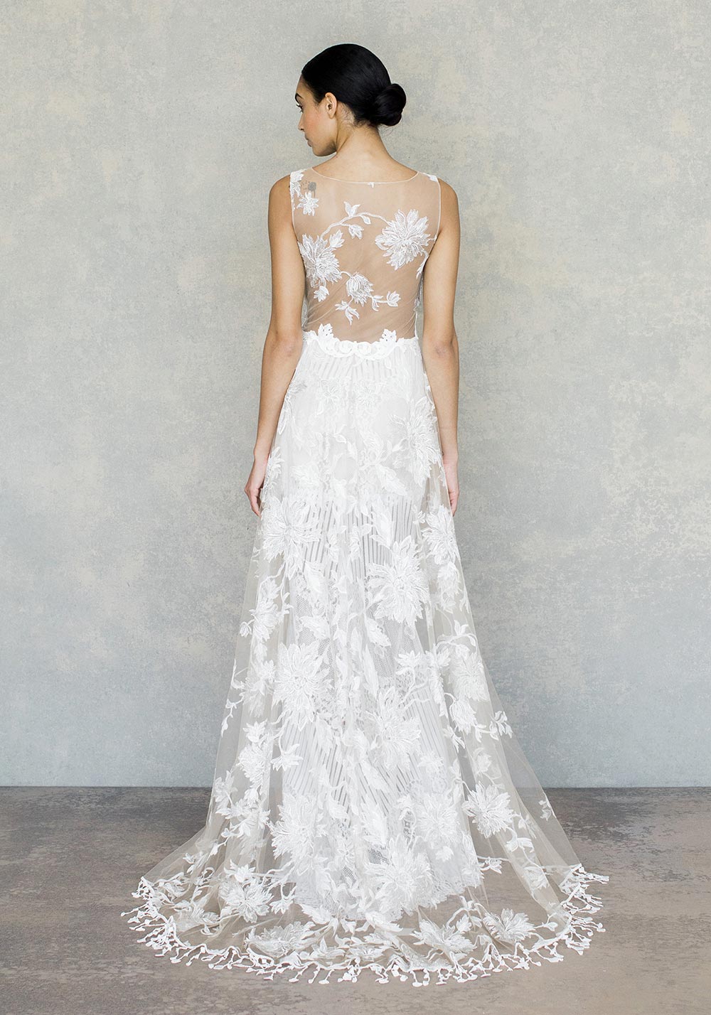 Glimmer Tunic and Mist Mini Wedding Dress Ensemble by Claire Pettibone