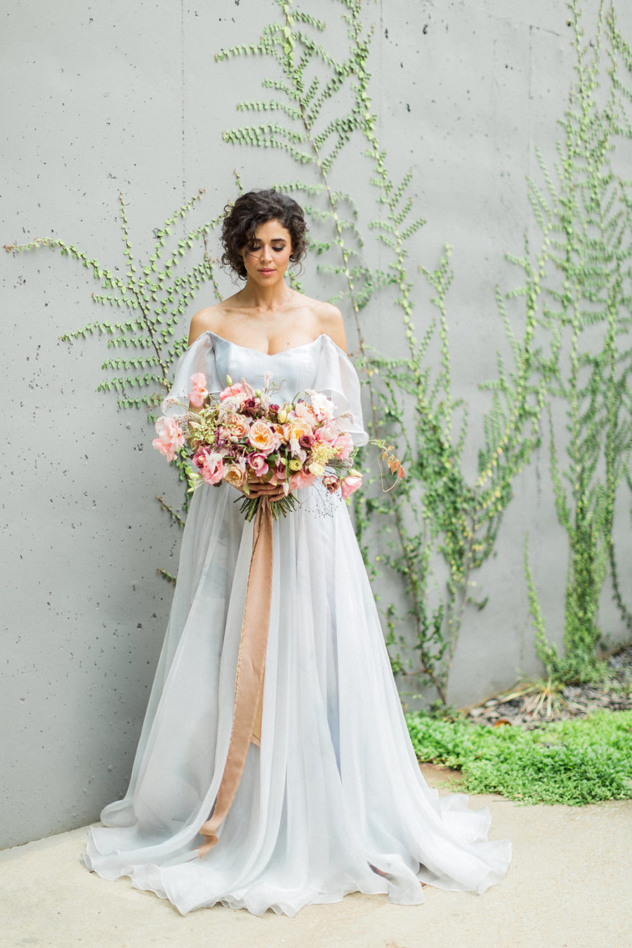 Cloudy Day Wedding Inspiration with a Hand Painted Bridal Gown ⋆ Ruffled