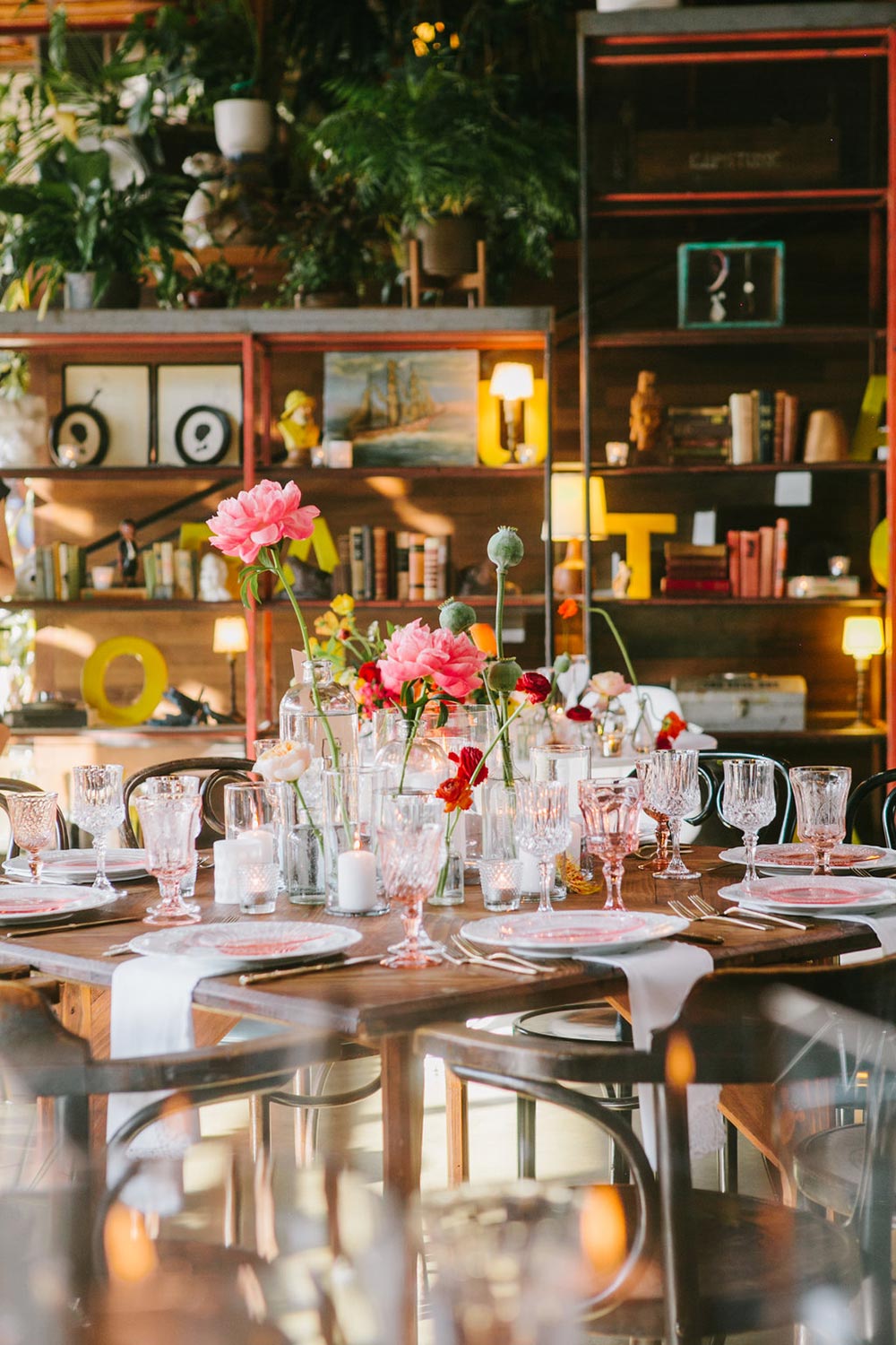 urban wedding reception tables