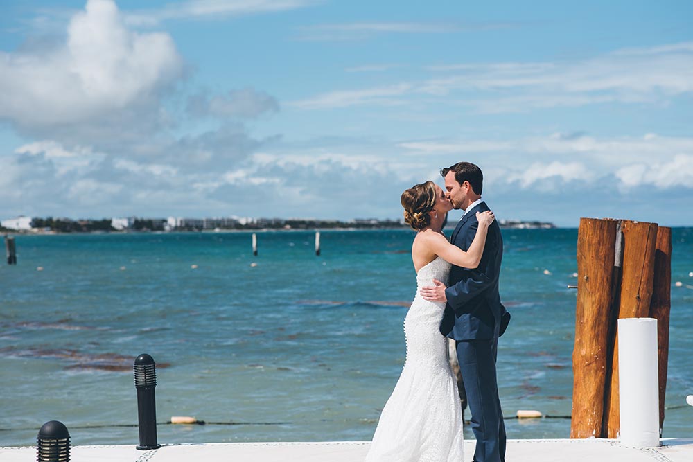 beach wedding first look 