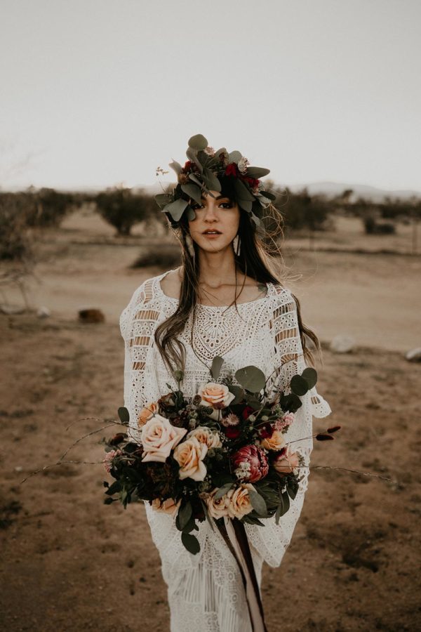 Desert Elopement Inspiration with a Bell Sleeve Wedding Dress ⋆ Ruffled