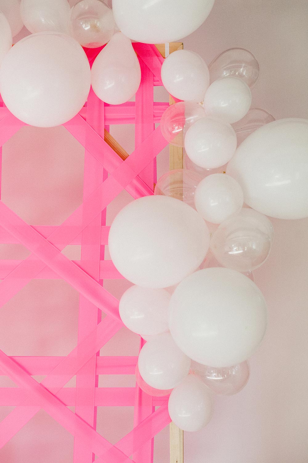 DIY Cane Weave Backdrop with Balloon Garland