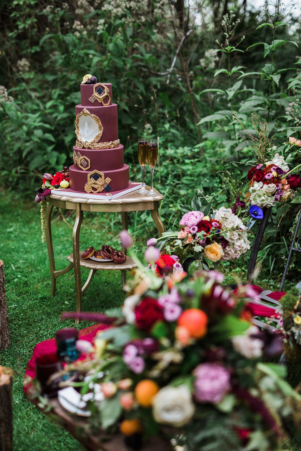 burgundy wedding inspiration - photo by Katie Ricard Photography https://ruffledblog.com/dramatic-woodland-wedding-inspiration-with-burgundy-accents