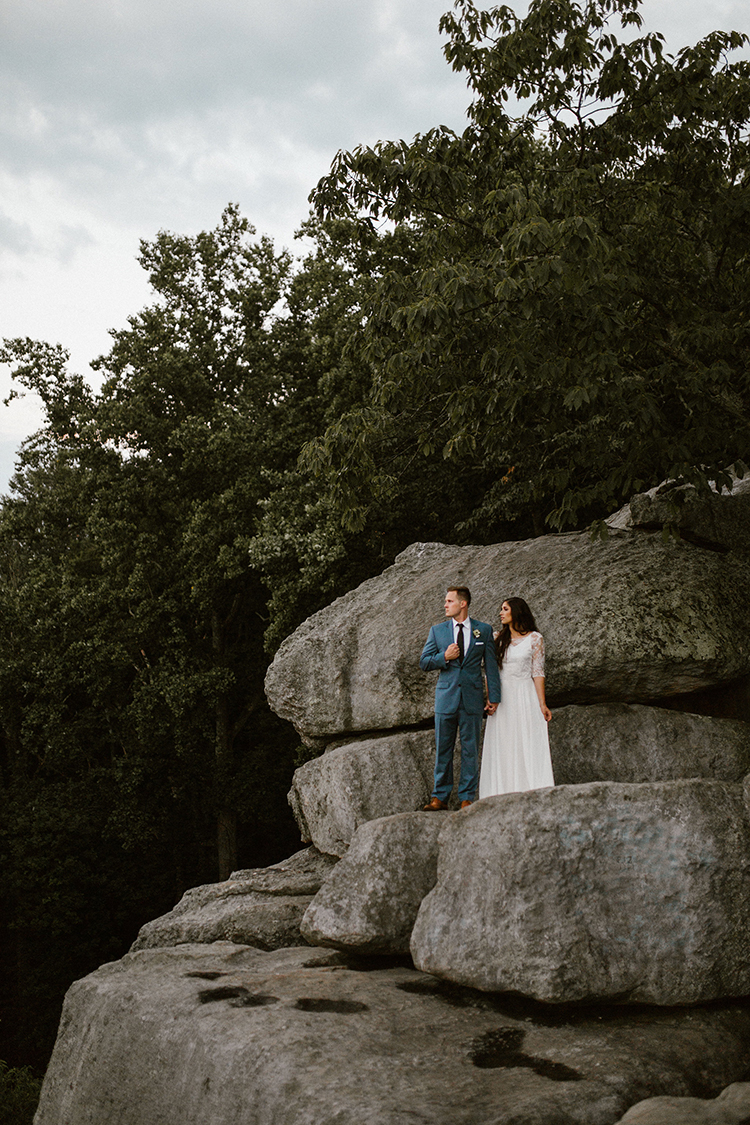 mountaintop wedding portraits - photo by Victoria Selman https://ruffledblog.com/foggy-mountaintop-elopement-inspiration-with-macrame