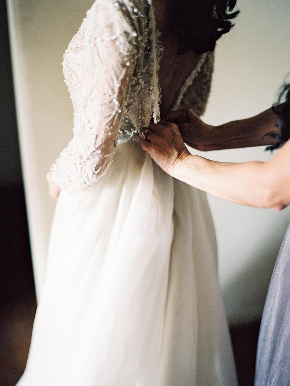 embellished long sleeve wedding dress