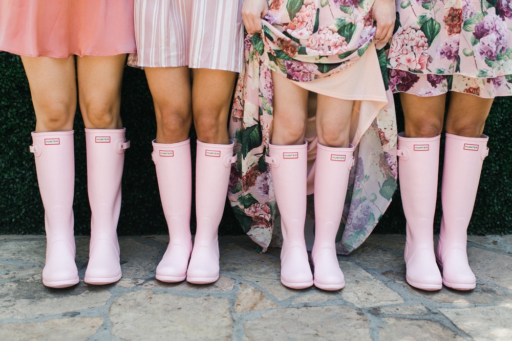 matching pink Hunter rain boots