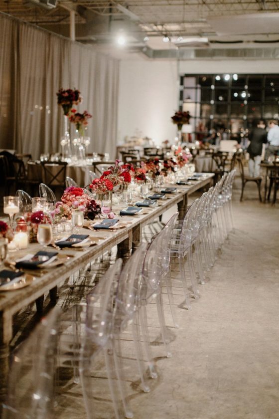 Romantic Atlanta Wedding with Lucite Chairs and Industrial Vibes
