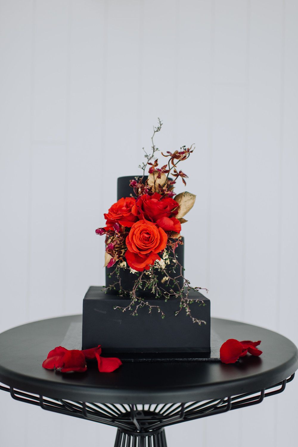 Elegant Ivory Buttercream Wedding Cake with Burgundy Ribbo… | Flickr