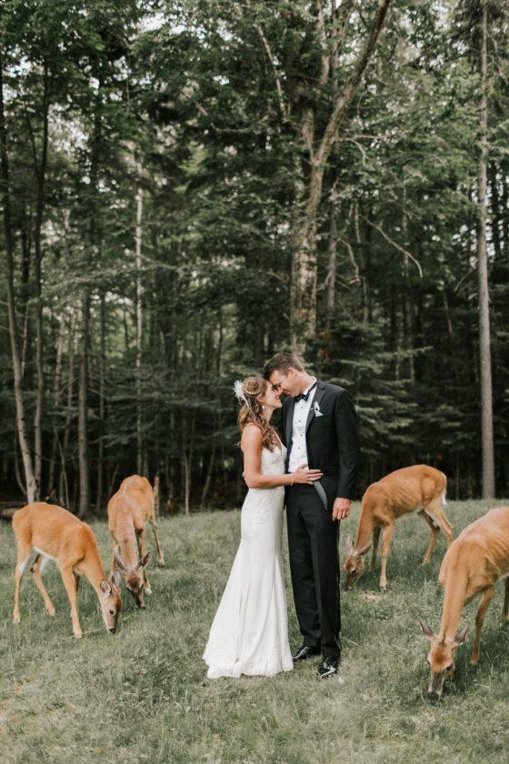 A Lakeside Cabin Wedding with Notable Deer Guests