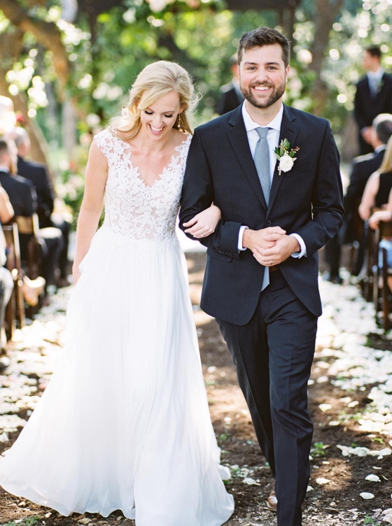 Outdoor Grove Wedding with Cascading Blooms in Cranberry and Pink ⋆ Ruffled