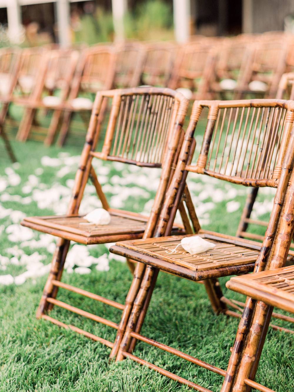 bamboo chairs wedding ceremony 