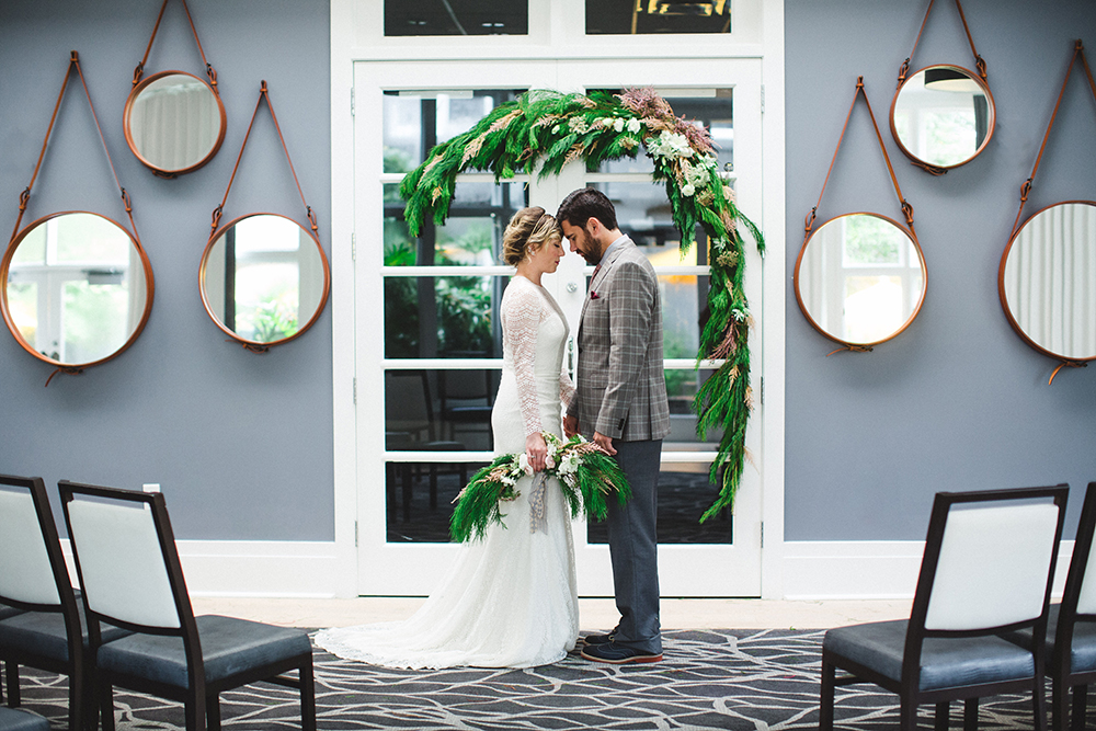 indoor winter wedding - photo by Izzy Hudgins Photography https://ruffledblog.com/scandinavian-holiday-wedding-inspiration