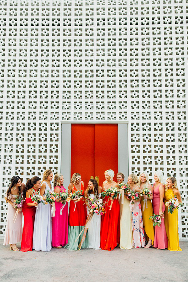 Palm Springs Wedding with Every Color of the Rainbow #summerweddingcolors #palmsprings #funweddingideas